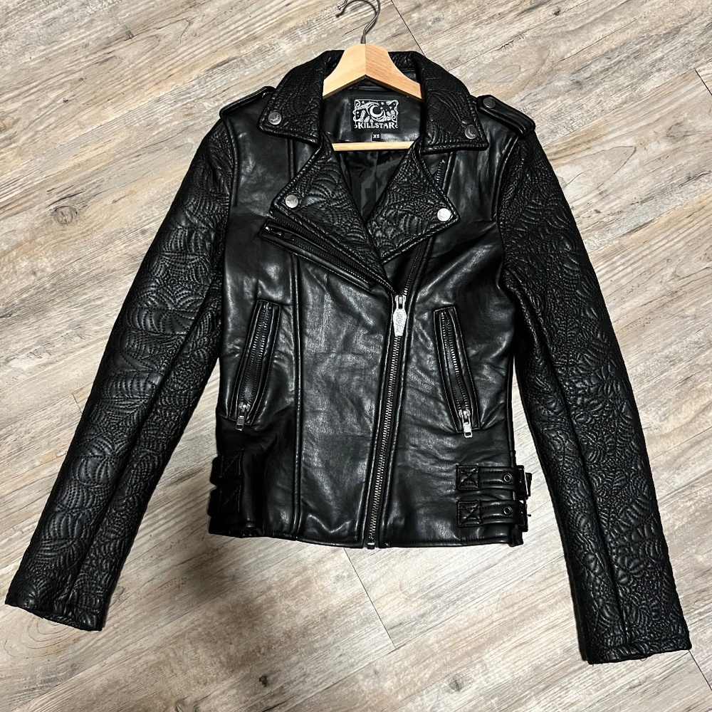 Killstar vegan leather spiderweb jacket